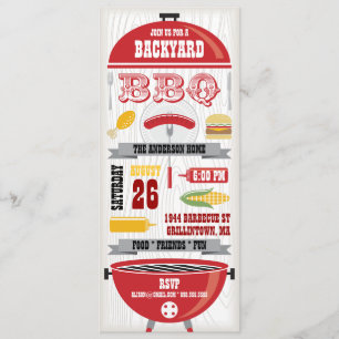 RED BBQ GRILL PARTY INVITATION