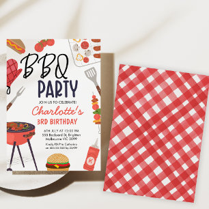 Red Bbq Red Oven Mitt Girls Bbq Birthday Invitation