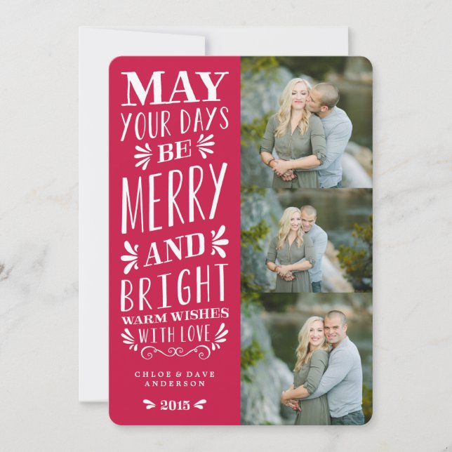 Red Be Merry Type Holiday Card (Front)