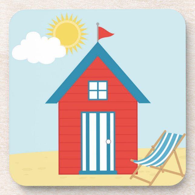 Red Beach Hut Coaster (Front)