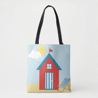 Red Beach Hut Tote Bag