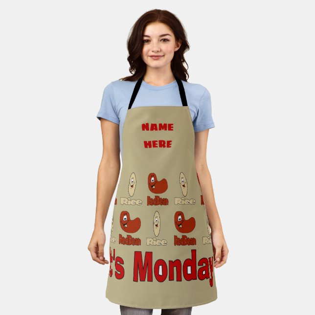 Red Beans & Rice, Design add text, Apron (Worn)