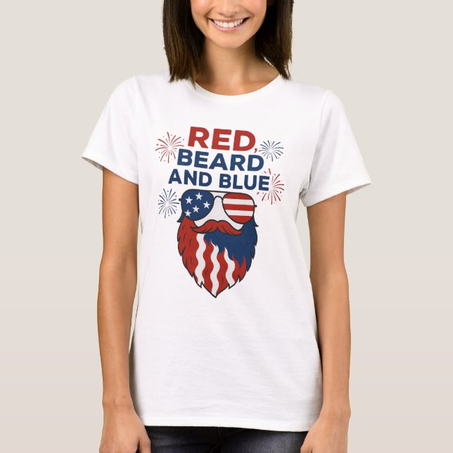 Red Beard and Blue Funny Patriotic T-Shirt (Front)