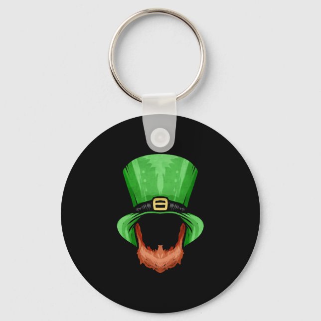 Red Beard And Green Hat For St Patricks Day Key Ring (Front)