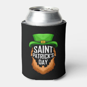 Red Beard And Green Hat Logo For St Patricks Day Can Cooler