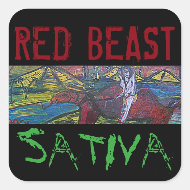 RED BEAST SATIVA SQUARE STICKER (Front)