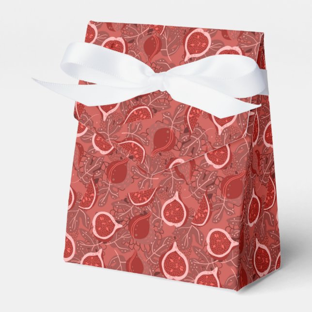 Red beautiful fig fruit pattern favour box (Front Side)