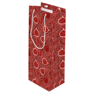 Red beautiful fig fruit pattern wine gift bag
