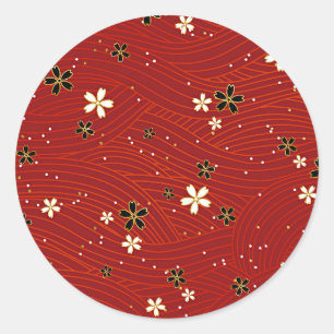 Red Beauty, decorative floral design, Classic Round Sticker