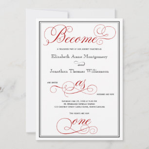 Red Become as One Christian Wedding Invitation