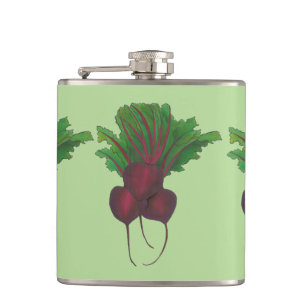 Red Beet Bunch Vegetable Garden Cooking Food Vegan Hip Flask