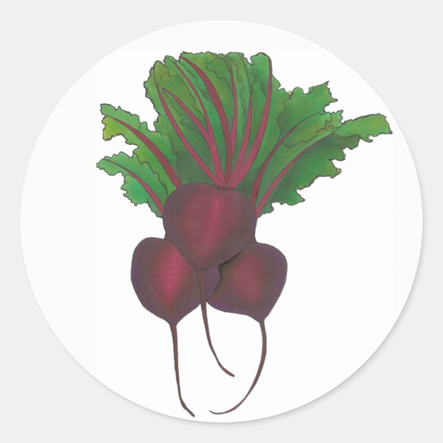 Red Beet Bunch Vegetable Vegetarian Gardening Food Classic Round Sticker (Front)