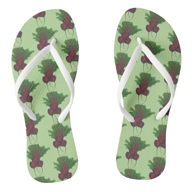 Red Beet Bunch Vegetable Vegetarian Gardening Food Flip Flops (Footbed)