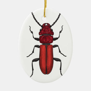 Red beetle ceramic tree decoration