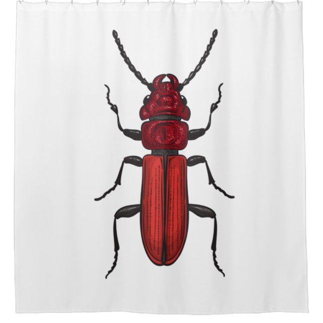 Red beetle shower curtain (Front)