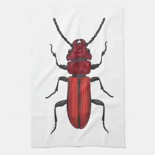Red beetle tea towel