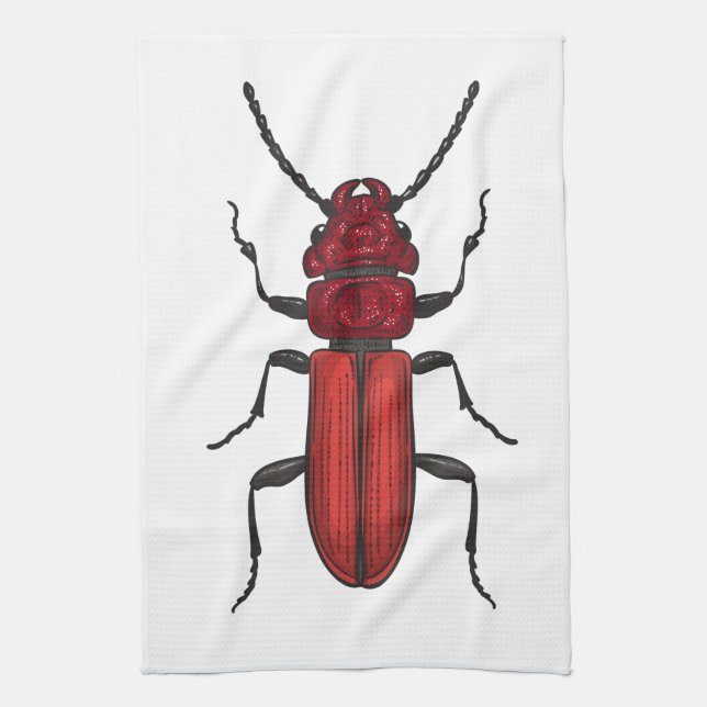 Red beetle tea towel (Vertical)