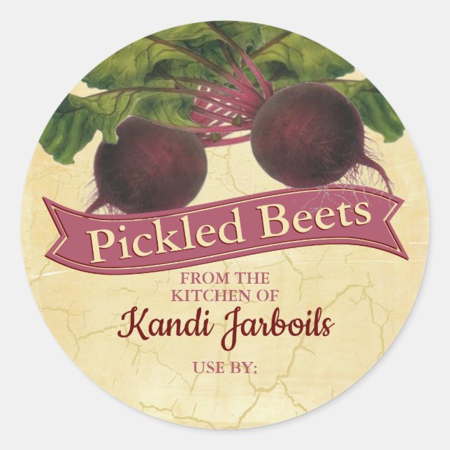  Red beets personalised home canning homemade by C Classic Round Sticker (Front)