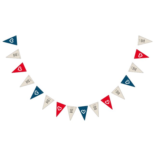 Red Beige Blue Hearts Party DIY CUSTOMIZE IT Bunting (All)