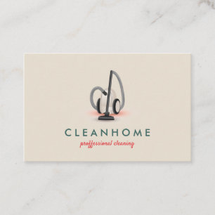 Red beige Cleaning House Keeping Janitorial Business Card