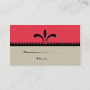Red/Beige Fancy Art Deco Place Cards