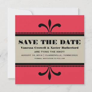 Red/Beige Fancy Art Deco Save the Date Invite