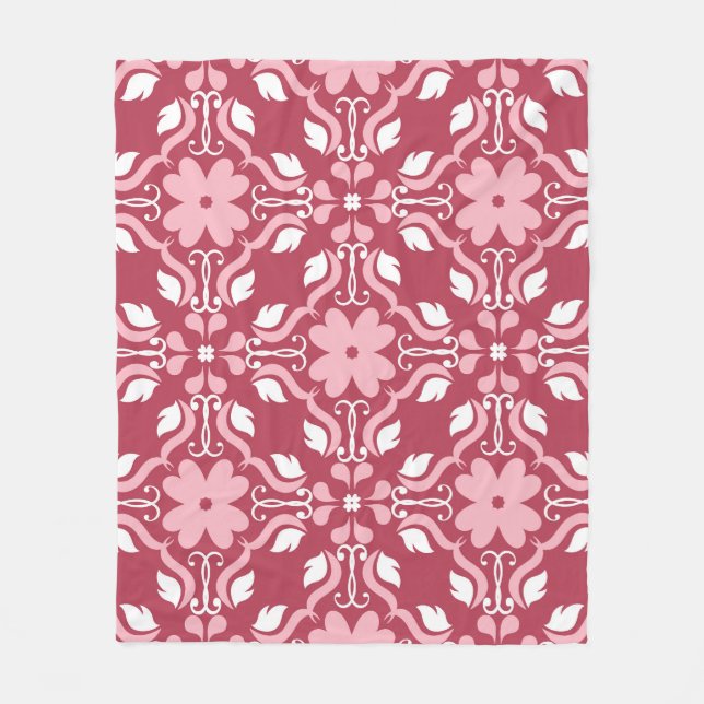 Red, beige floral, seamless wallpaper pattern. fleece blanket (Front)