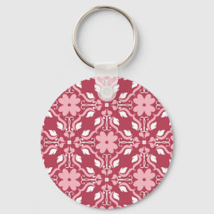 Red, beige floral, seamless wallpaper pattern. key ring