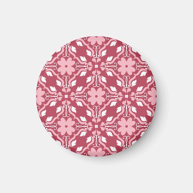Red, beige floral, seamless wallpaper pattern. magnet (Front)