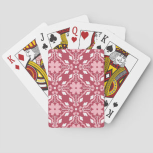 Red, beige floral, seamless wallpaper pattern. playing cards