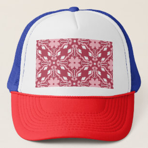 Red, beige floral, seamless wallpaper pattern. trucker hat