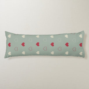 Red & Beige Heart Pattern Wallpaper Body Cushion
