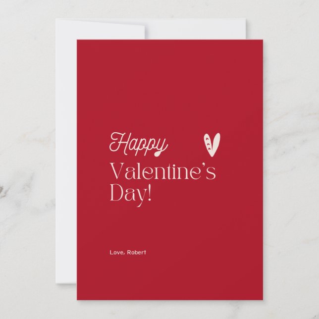 Red  & Beige Heart Typographic Valentine's Day  Invitation (Front)