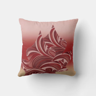 Red Beige Leaf Cushion
