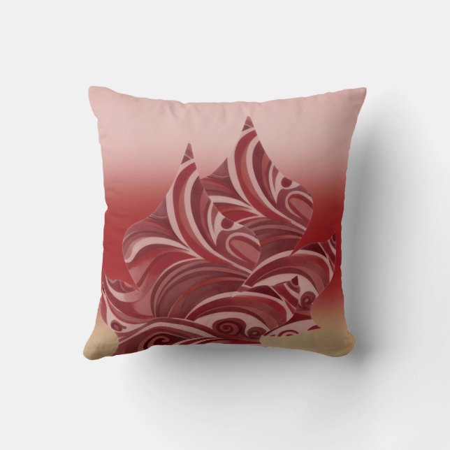 Red Beige Leaf Cushion (Back)
