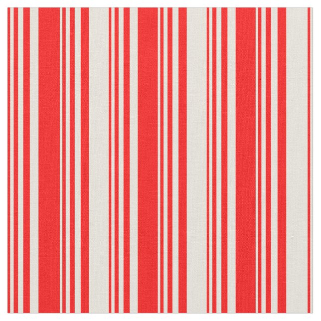 Red & Beige Lines/Stripes Pattern Fabric (Close Up)