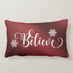Red Believe Christmas Pillow