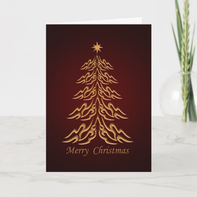 Red Bell  Christmas Tree Greetings Card (Front)