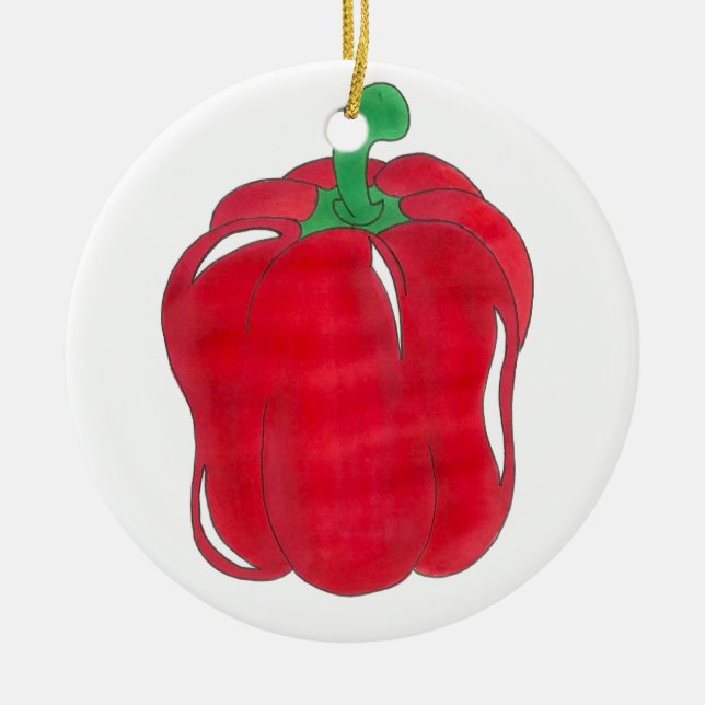 Red Bell Pepper Gardening Vegetable Foodie Ceramic Tree Decoration (Front)