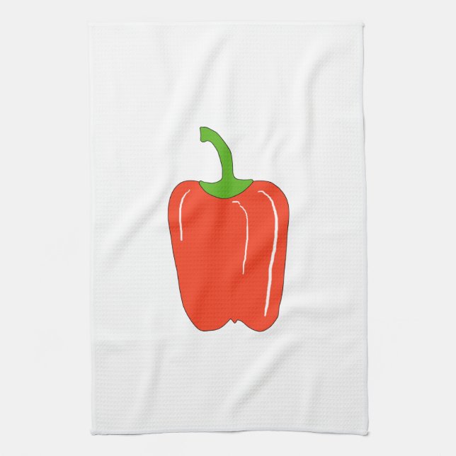 Red Bell Pepper. Whole. Tea Towel (Vertical)