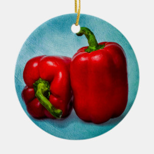 Red Bell Peppers Ceramic Tree Decoration