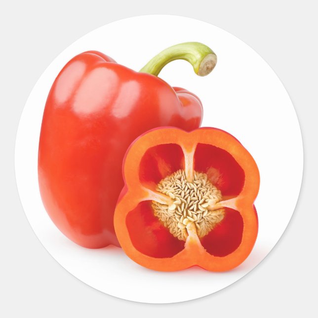 Red bell peppers classic round sticker (Front)