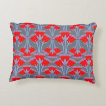 Red Bellflower Accent Pillow | One Owl Artist