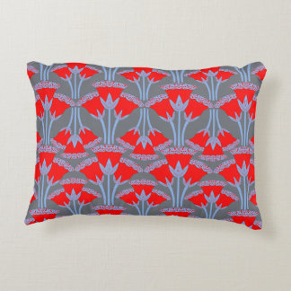 Red Bellflower Accent Pillow | One Owl Artist