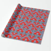 Red Bellflower Gift Wrap Paper