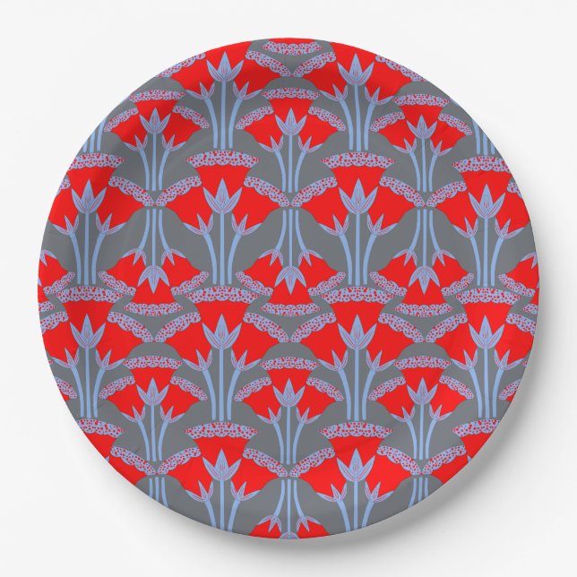 Red Bellflower  Paper Plate (Front)