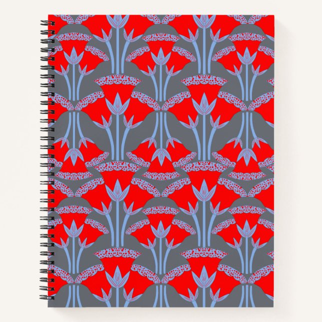 Red Bellflower Spiral Notebook (Front)