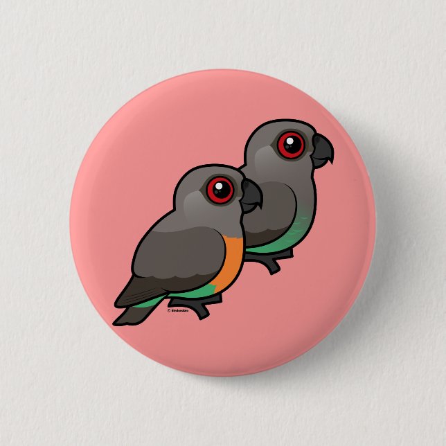 Red-bellied Parrot Pair 6 Cm Round Badge (Front)