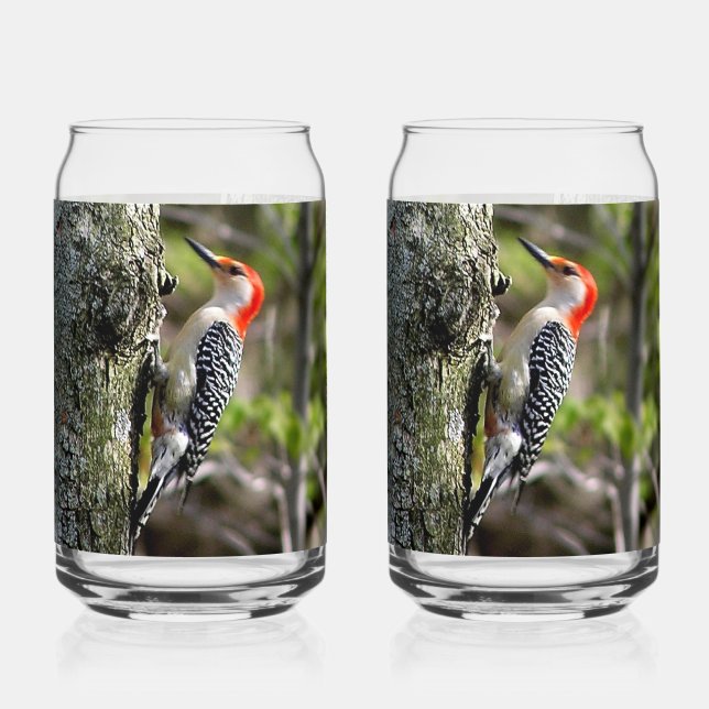 Red Bellied Woodpecker Can Glass (Back)