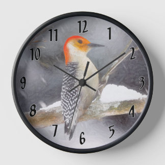 Red-Bellied Woodpecker Painting Original Bird Art Clock